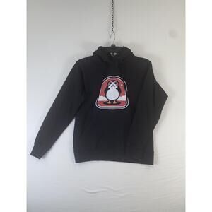 Absolute Cult Hoodie Mens Medium Black Penguin Graphic Pullover Sweatshirt